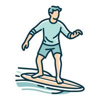 Man Surfing on the Beach Illustration vector