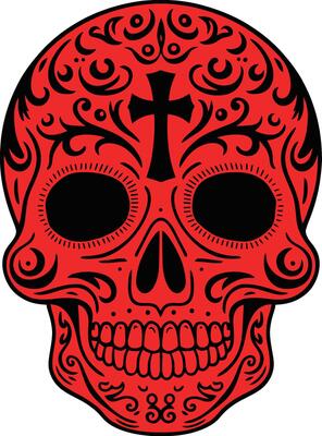 red mexican sugar skull calavera day of the dead