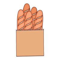baguettes in paper bag illustration vector