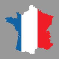 Map of France in french flag colors flat icon vector