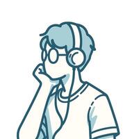 Man Listening to Music with headphone Illustration vector