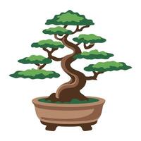 bonsai tree flat illustration vector