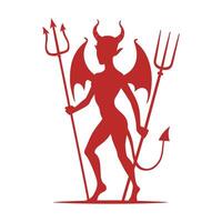 red devil with pitchfork silhouette vector