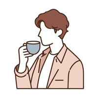 man drinking coffee illustration vector
