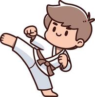 Cartoon Boy Practicing Karate Illustration vector