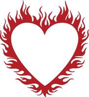 heart frame on fire illustration vector