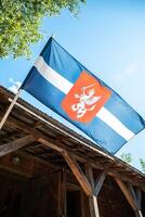 Flag of Latgale, Latvia near the house photo