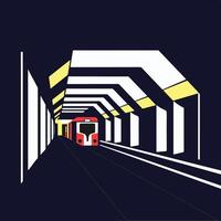 Cartoon Color Subway Station Interior Inside Scene Concept Flat Design Style. Subway, underground platform with modern train. Horizontal colorful illustration in flat style editable eps. vector