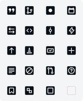 Developer icon set in three colours. Css, java, python coding dashboard icons collection in black colour. UI errors illustration vector