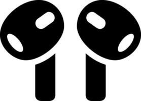Ear Pods Symbol Set. Earphone Sign in Black Filled and Outlined Style. In Black Color. Wireless headphone symbol modern simple icon vector