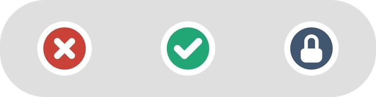 Approved decline Locked status UI Icons. navigation interface collection icon vector