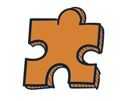 a piece of puzzle is shown in orange and black vector