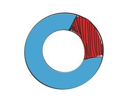 Blue ring with a red and white striped segment, resembling a fraction of a circle or a pie chart. Suitable for business illustration design vector