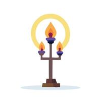 Elegant Trident Candle Holder with Glowing Flames Minimalist Illustration vector
