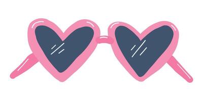 Heart shaped pink sunglasses with blue lenses, featuring a cute and playful design. Perfect for adding a touch of fun and romance to any summer look. illustration vector