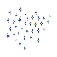 Abstract illustration of scattered blue and yellow stars on a white background. The stars are varying in size, creating a whimsical and playful pattern perfect for decoration vector