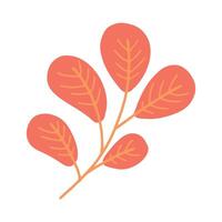A simple illustration of a branch with five orange autumn leaves. The design features clean lines and minimal details, capturing the essence of fall with warm, vibrant colors vector