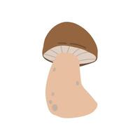 Illustrated brown mushroom with a thick stem and a rounded cap, showcasing a side view. This botanical design captures the essence of forest fungi in a simple, natural style vector