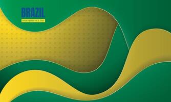 Waving background with stacked green and yellow shapes and perforated yellow background design. Good template for brazil independence day campaign design vector