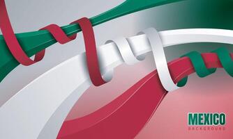 Mexico background design with green, white and red flutters in 3d style wrapped with ribbon. Good template for Mexico national day template design vector