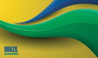 Waving green and blue 3d shape in semi rounded design with gradient yellow background. Good template for Brazil independence day design vector