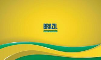 Brazil independence day with Yellow green background design with simple yellow 3d shape vector