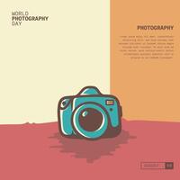 Camera cartoon design with hand drawn lines for the object and vintage color concept. good template for world photography day design vector