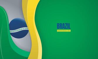 Green background with simple 3d of green and yellow shape with brazil emblem in green gradient background. Good template for brazil independence day vector