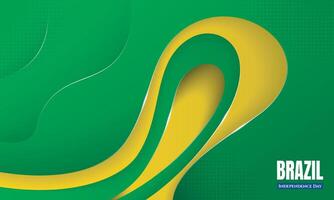 Green yellow abstract background in paper cut design with gradient color. Good template for brazil independence day vector