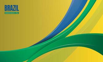 Waving gradient green and blue 3d shape in yellow background. Good template for Brazil independence day design. vector