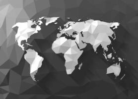 Black and white abstract 3d global planet map with geometric design for modern travel and ecology concepts. vector