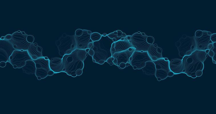 Abstract aqua backdrop with chaotic patterns, and flowing waves. vibrant neon blue glow for futuristic digital design. perfect for technology, science, and music banners.