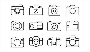 camera icon set. Editable stroke. vector