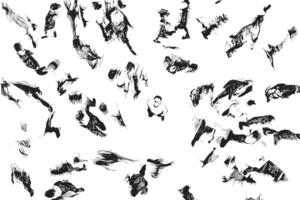 A black and white abstract illustration of numerous overlapping human figures. One figure is standing out from the crowd vector