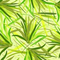 seamless pattern with long green leaves on light green background vector