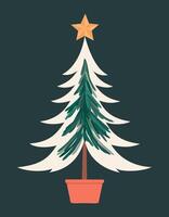 Christmas tree with star on top. simple decorative illustration vector