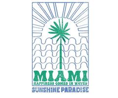 Miami sunshine paradise artwork. Sunshine paradise graphic print design. Enjoy beach life. Summer vibes artwork. Surf club design. Big wave artwork. Beach modern abstract art. Enjoy beach life. vector