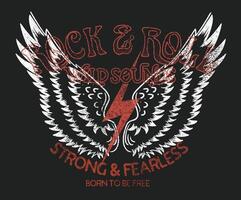 Rock and roll graphic print design for apparel, stickers, posters and background. Eagle fly artwork design for shirt and others. vector