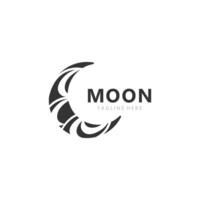 Moon elegant crescent and star logo design line in simple style outline background vector