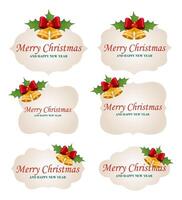Merry Christmas and Happy New Year greeting labels vector