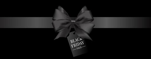 Black friday sale banner with black ribbon and tag vector
