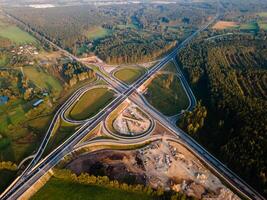 Kekava Bypass highway intersection in Latvia Transportation and communications concept Road Riga Bauska and a part of the international road E67 Via Baltica photo