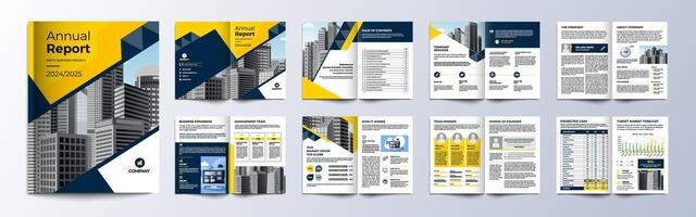 Professional Annual Report Template with Modern Design. A4 Size, Customizable Layout for Company Profile, Financial Statistics, Business Reports, Brochure, Magazine, Poster, Presentation and Portfolio vector