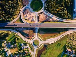 Road construction of Kekava Bypass highway ir Latvia New section of the road A7 Riga Bauska and a part of the international road E67 Via Baltica photo