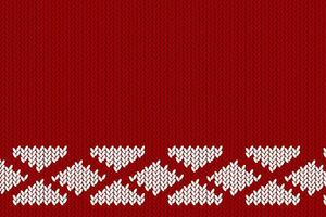 Texture of knitted fabric. Cozy red and white knitting pattern vector