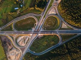 Kekava Bypass highway intersection in Latvia Transportation and communications concept Road Riga Bauska and a part of the international road E67 Via Baltica photo