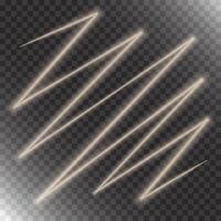 Glowing zigzag bright shining stripe on transparent background. graphic element vector