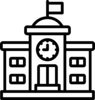 School Building Line Icon vector