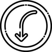 Left Arrow Curving Down Line Icon vector