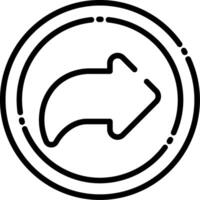 Curved Right Arrow Line Icon vector
